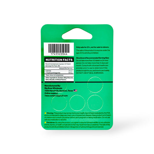 7 Star 7-Hydroxymitragynine Extract Tablets Mint 30mg per Tablet