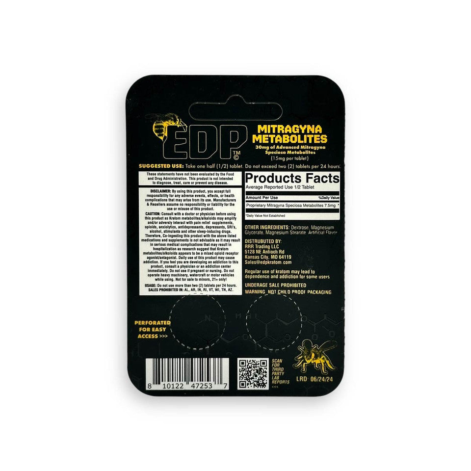 EDP Gold Mitragyna Metabolites Pseudo Kratom Extract Tablets 15mg Per Tablet