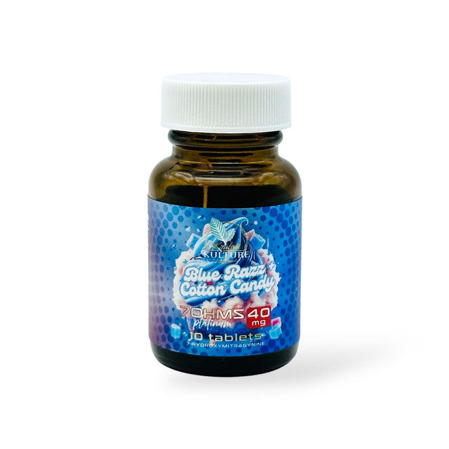 Kratom Kulture 7OHMZ Platinum Tablets Blue Razz + Cotton Candy 40mg