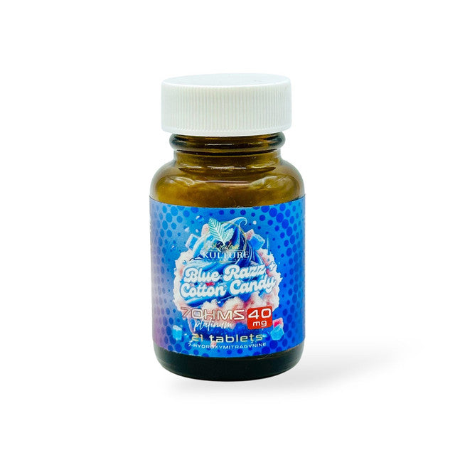 Kratom Kulture 7OHMZ Platinum Tablets Blue Razz + Cotton Candy 40mg