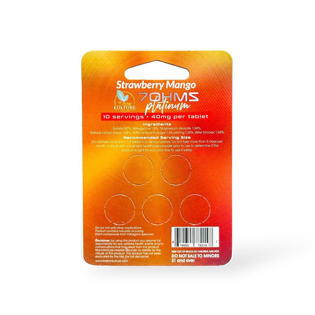 Kratom Kulture 7OHMZ Platinum Tablets Strawberry Mango 40mg