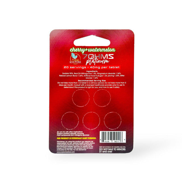 Kratom Kulture 7OHMZ Platinum Tablets Cherry + Watermelon 40mg