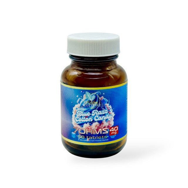 Kratom Kulture 7OHMZ Platinum Tablets Blue Razz + Cotton Candy 40mg