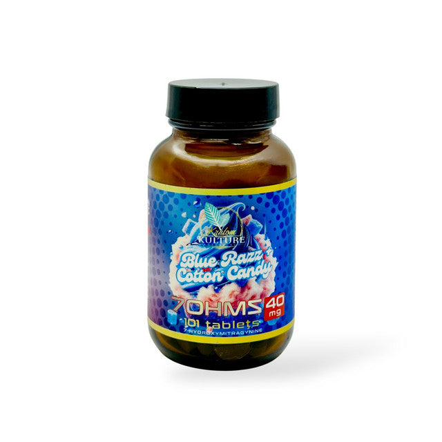 Kratom Kulture 7OHMZ Platinum Tablets Blue Razz + Cotton Candy 40mg
