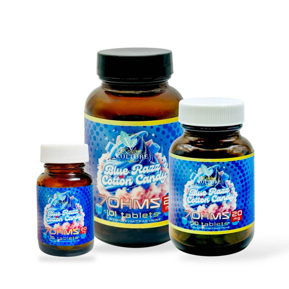Kratom Kulture 7OHMZ Tablets Blue Razz + Cotton Candy 20mg