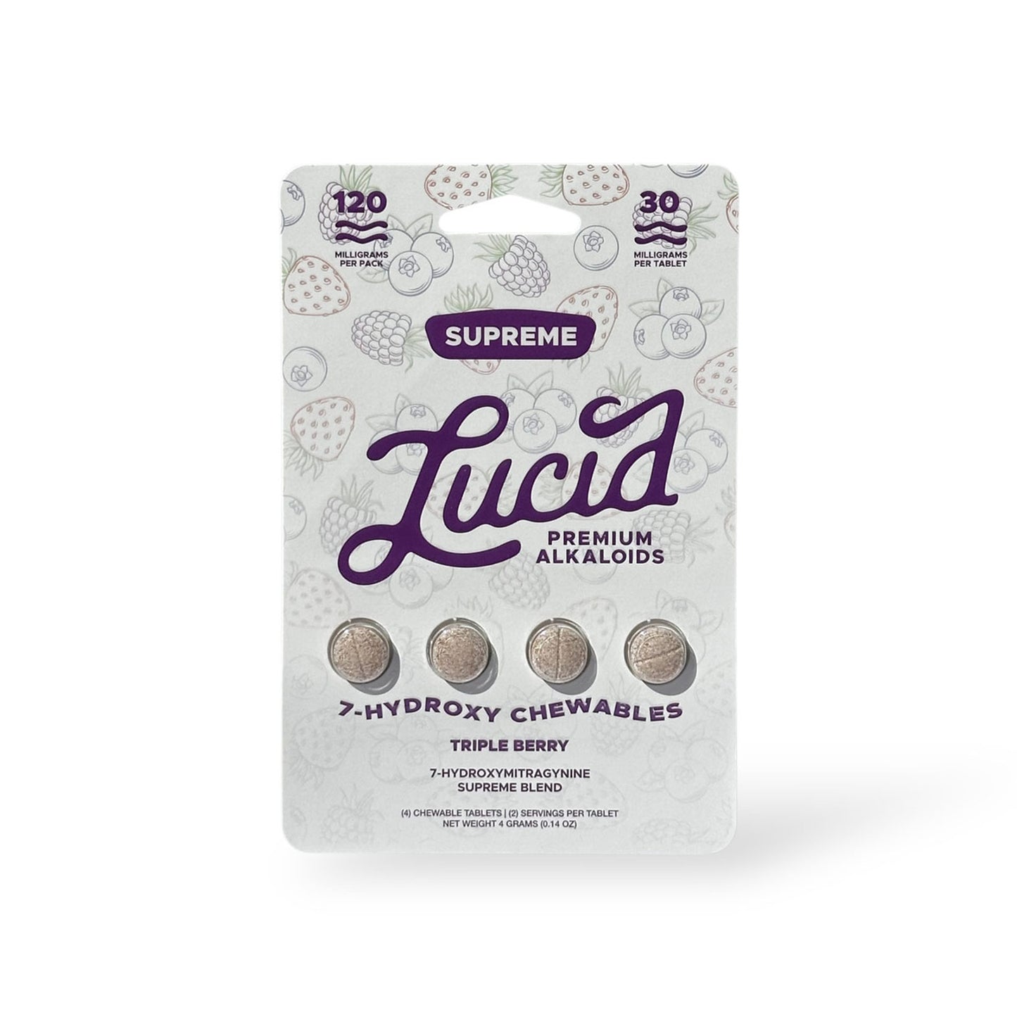 Lucid Supreme 7-OH Chewables Tablets Triple Berry 30mg Per Tablet