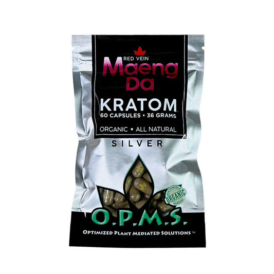 Buy OPMS Silver Maeng Da Red Vein Kratom Capsules USA