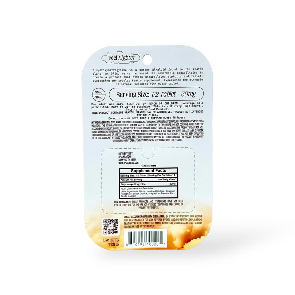Opia Ultra 7-OH High Potency Chewable Tablets Raspberry Peach 60mg Per Tablet