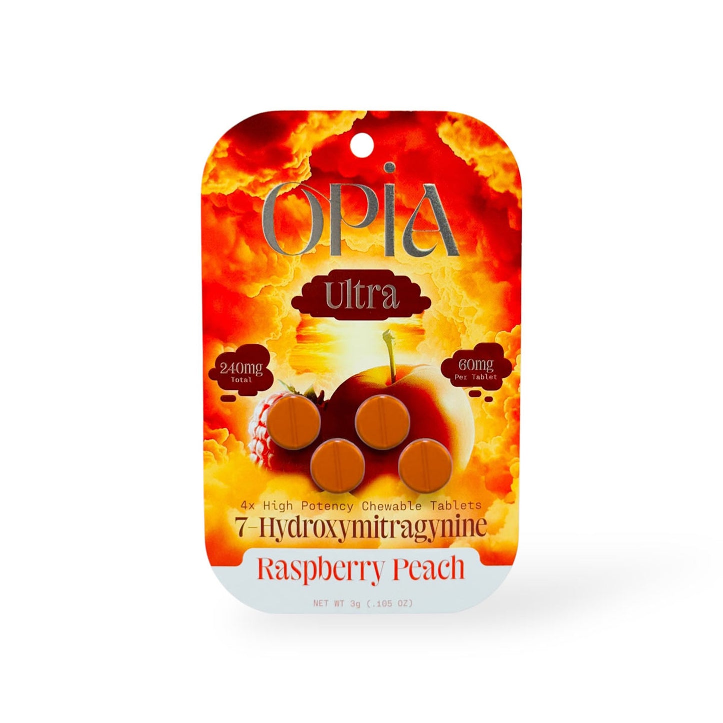 Opia Ultra 7-OH High Potency Chewable Tablets Raspberry Peach 60mg Per Tablet