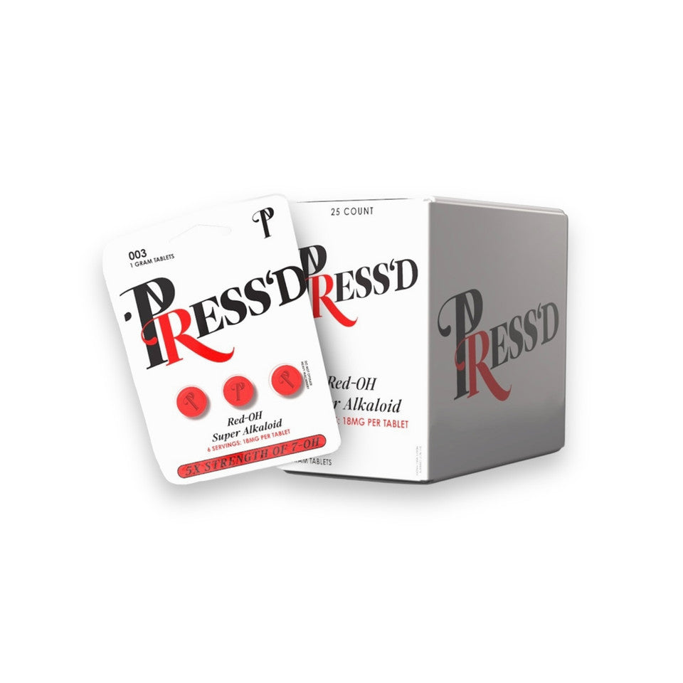 Press'D Kratom Red-OH Pseudo 5X 7-OH Tablets 3ct 18mg