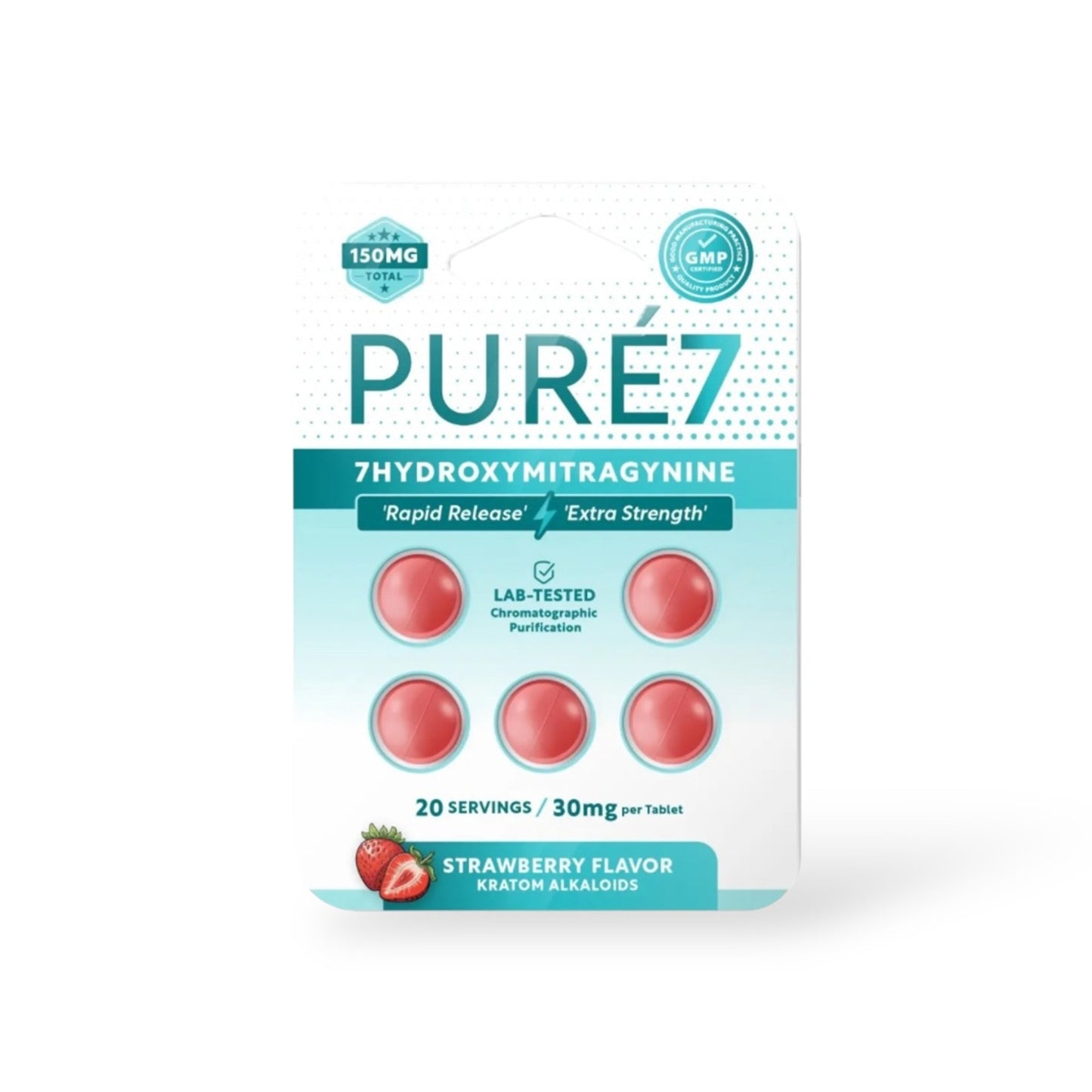Pure7 7-OH Rapid Release Extra Strength Chewable Tablets Strawberry 30mg