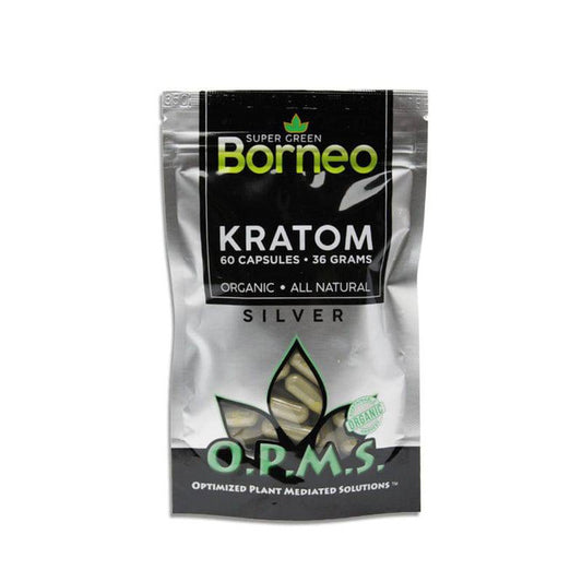 Buy OPMS Silver Super Green Borneo Kratom Capsules USA