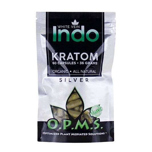 Buy OPMS Silver White Vein Indo Kratom Capsules USA