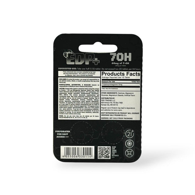 EDP Plus 7OH 7-hydroxymitragynine Kratom Extract Tablets 30mg Per Tablet