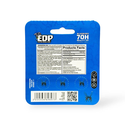 EDP 7OH 7-hydroxymitragynine Kratom Extract Tablets Blueberry 20mg Per Tablet