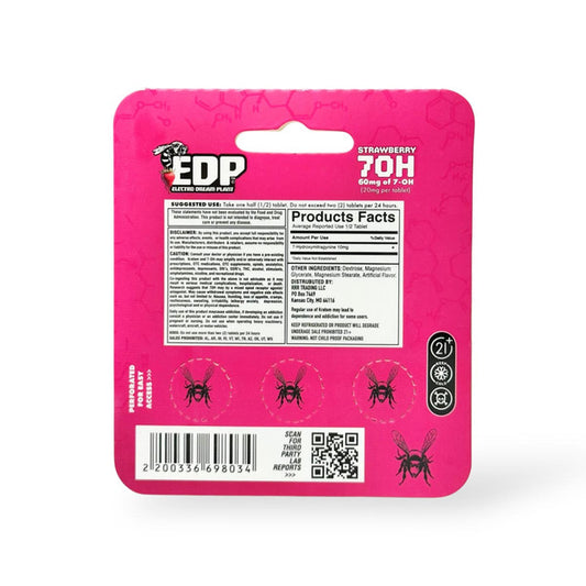 EDP 7OH 7-hydroxymitragynine Kratom Extract Tablets Strawberry 20mg Per Tablet