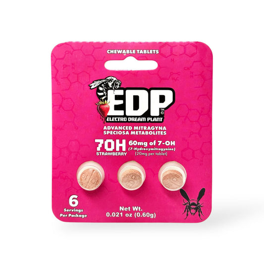 EDP 7OH 7-hydroxymitragynine Kratom Extract Tablets Strawberry 20mg Per Tablet