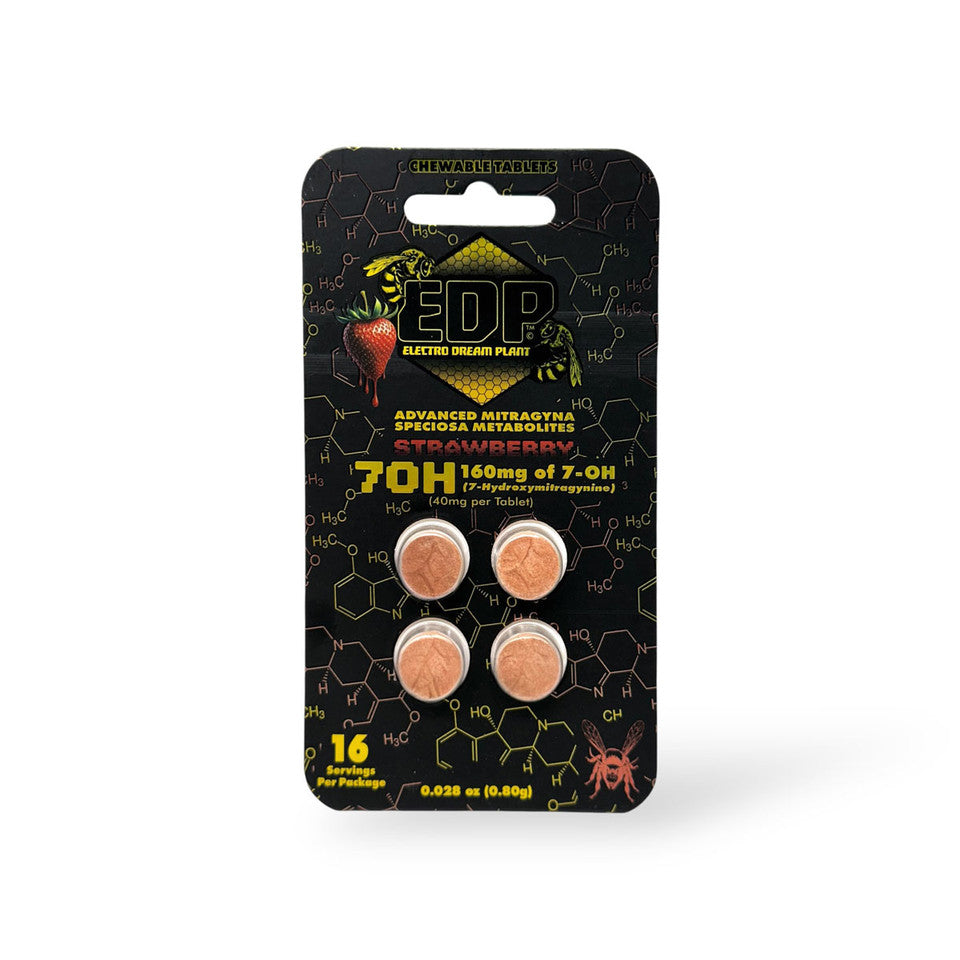 EDP 7OH 7-hydroxymitragynine Kratom Extract Tablets Strawberry 40mg Per Tablet