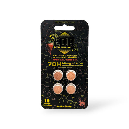 EDP 7OH 7-hydroxymitragynine Kratom Extract Tablets Strawberry 40mg Per Tablet