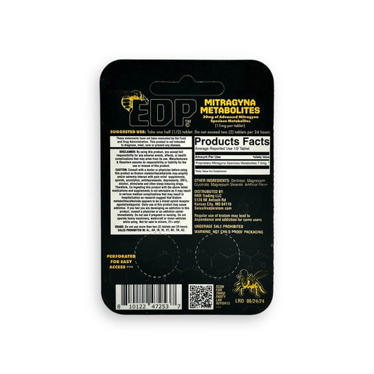EDP Gold Mitragyna Metabolites Pseudo Kratom Extract Tablets 15mg Per Tablet