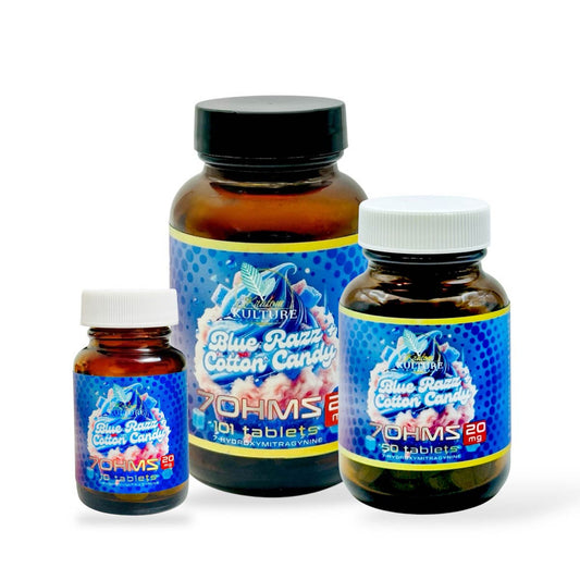 Kratom Kulture 7OHMZ Tablets Blue Razz + Cotton Candy 20mg