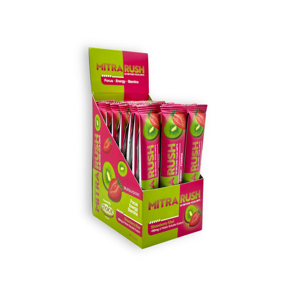 MitraRush Kratom Extract Powder Energy Drink Strawberry Kiwi