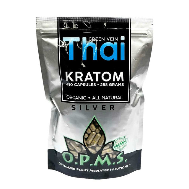 OPMS Silver Green Vein Thai Kratom Capsules