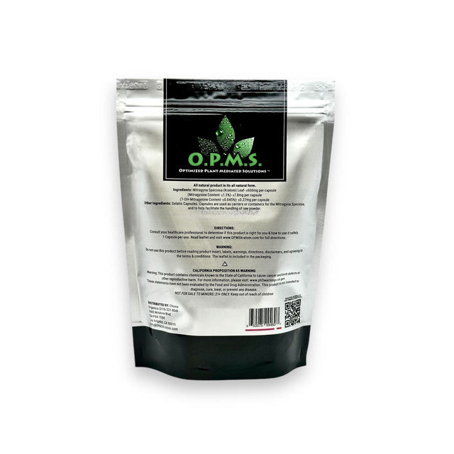 OPMS Silver Maeng Da Kratom Capsules Red Vein