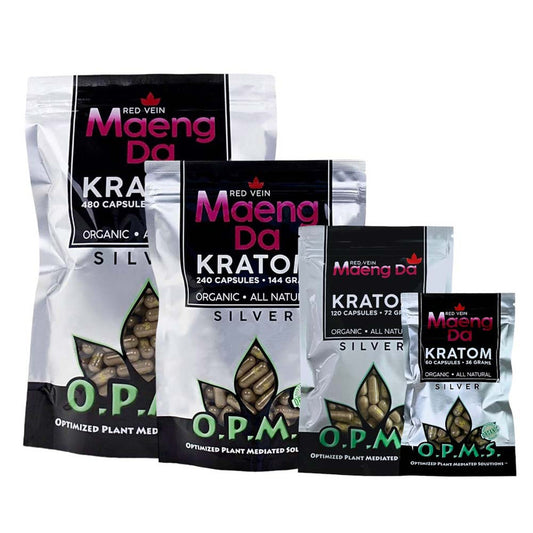 OPMS Silver Maeng Da Kratom Capsules Red Vein