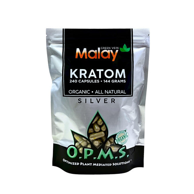 OPMS Silver Malay Kratom Capsules Green Vein
