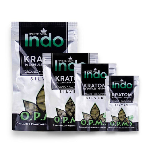 OPMS Silver White Vein Indo Kratom Capsules