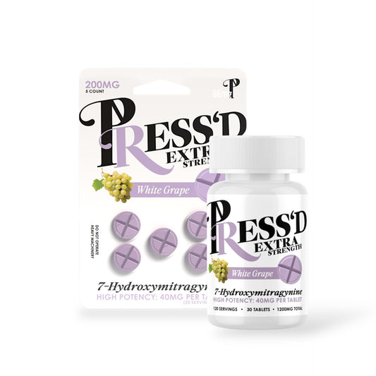 Press'D Kratom 7 Hydroxymitragynine Extra Strength Tablets White Grape 40mg