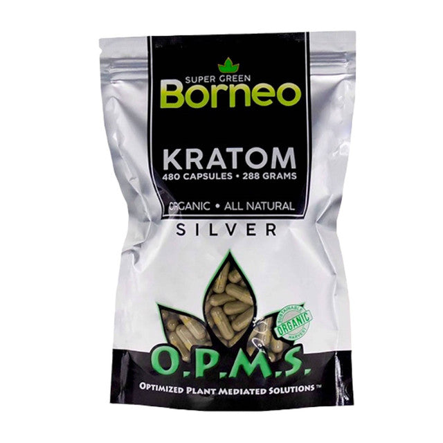 OPMS Silver Super Green Borneo Kratom Capsules